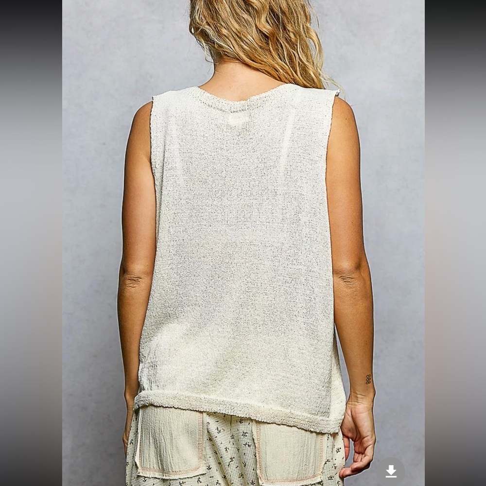 Last One-POL Strawberry Print Sleeveless Top - Picture 3 of 5